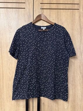 COS Men's Black Short-Sleeve T-Shirt Size M with White Confetti Print